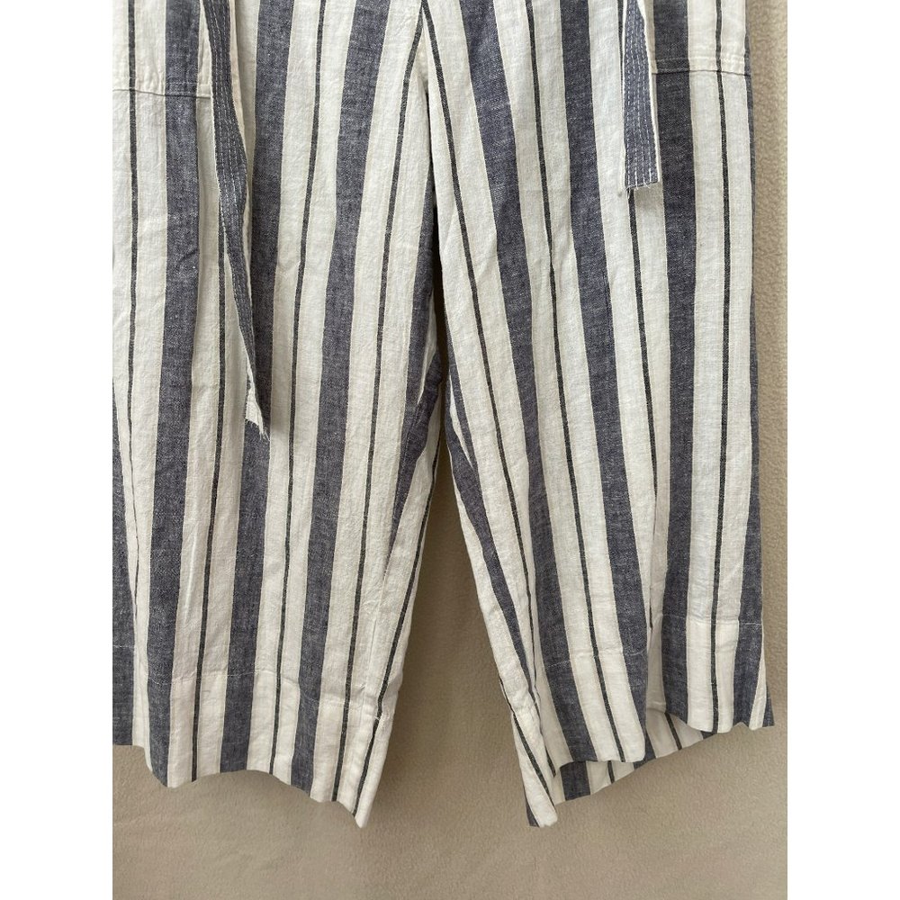 Zac & Rachel Striped Tie Belt Waist Linen Blend Beach/Lounge Pants - Picture 6 of 12